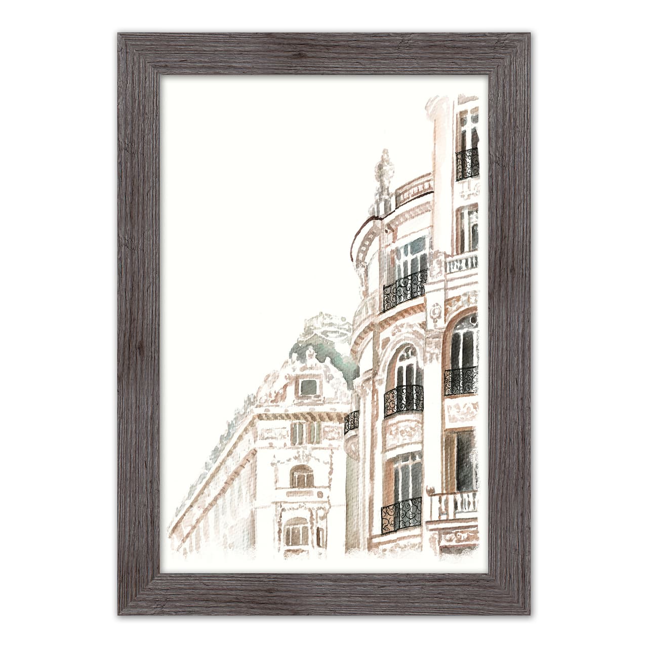 Watercolor Buildings 16" x 24" Western Gray Framed Print